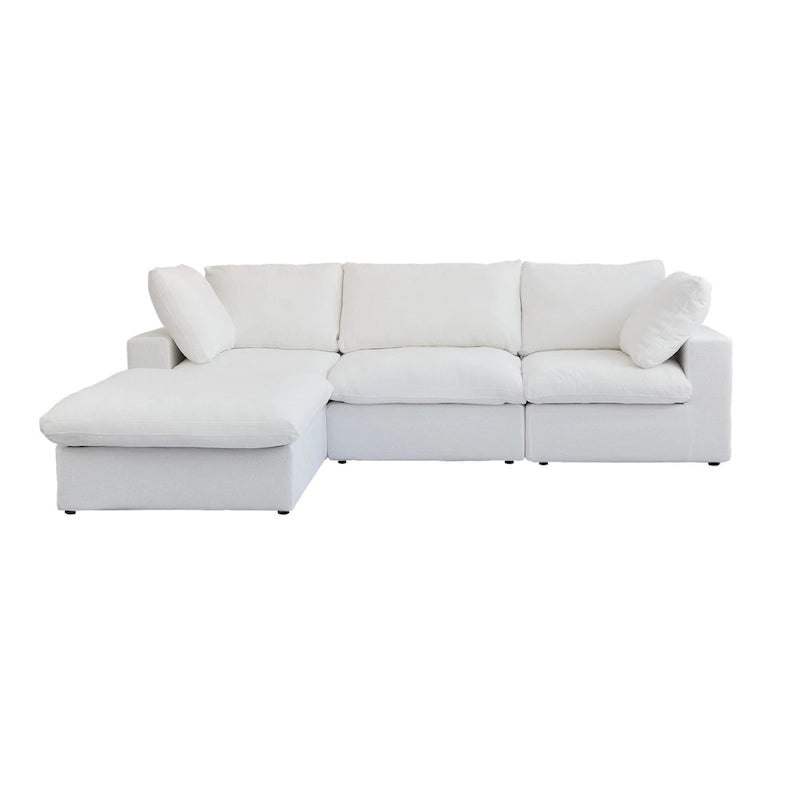 Canapé d'angle moderne en lin modulable en forme de L de 120 pouces avec pouf de rangement