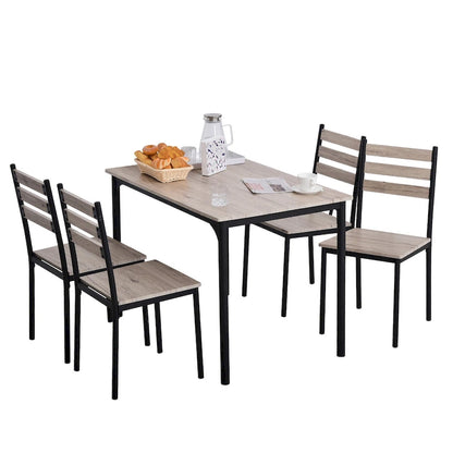 Ensemble de salle à manger moderne HOMCOM 5 pièces en bois : 1 table et 4 chaises avec pieds en métal.