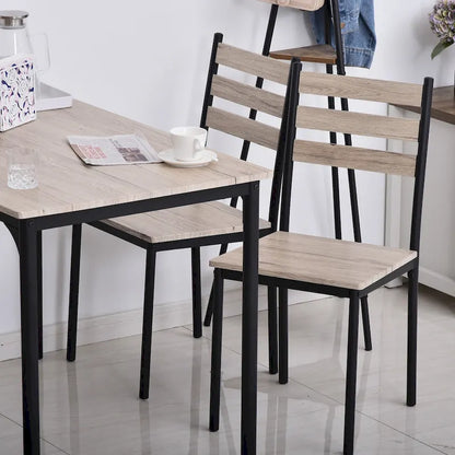 Ensemble de salle à manger moderne HOMCOM 5 pièces en bois : 1 table et 4 chaises avec pieds en métal.