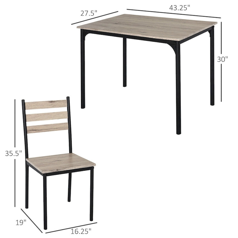 Ensemble de salle à manger moderne HOMCOM 5 pièces en bois : 1 table et 4 chaises avec pieds en métal.