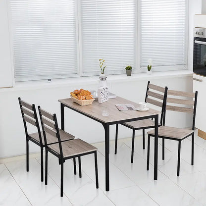 Ensemble de salle à manger moderne HOMCOM 5 pièces en bois : 1 table et 4 chaises avec pieds en métal.