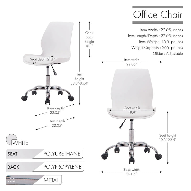 Chaise de bureau Porthos Home à hauteur réglable avec roulettes