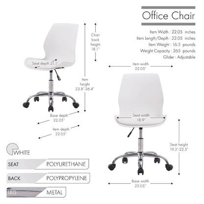 Chaise de bureau Porthos Home à hauteur réglable avec roulettes