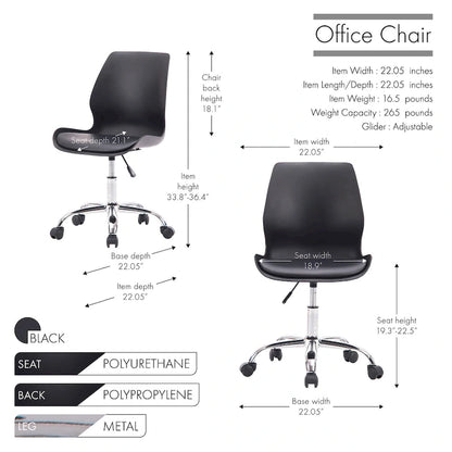 Chaise de bureau Porthos Home à hauteur réglable avec roulettes