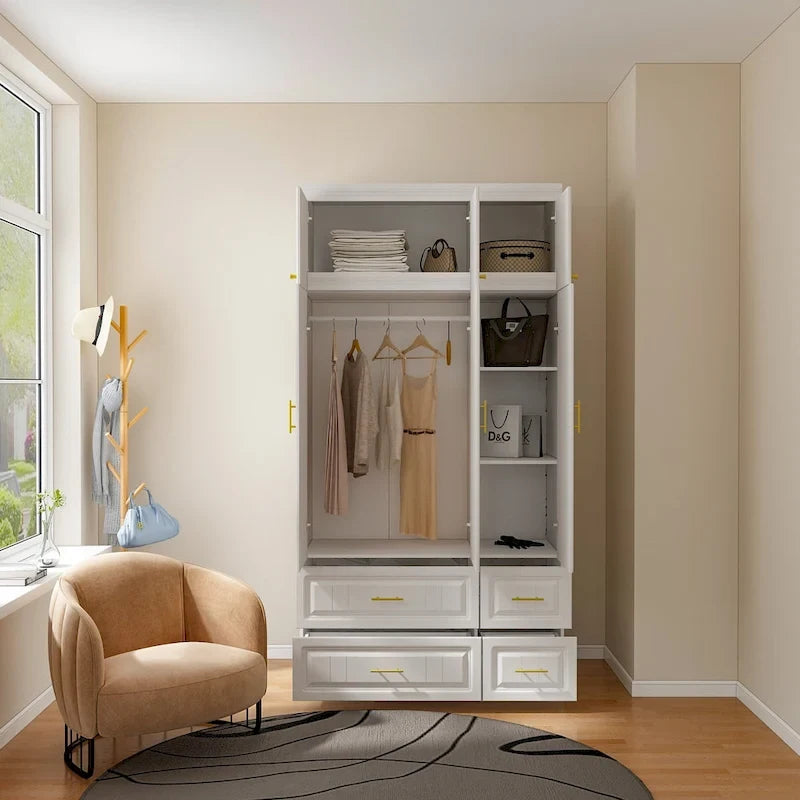 Armoire-penderie moderne autoportante avec grand espace de rangement
