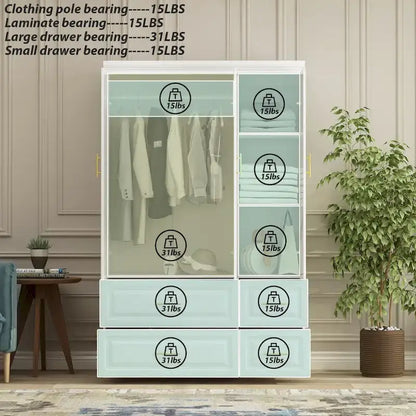 Armoire-penderie moderne autoportante avec grand espace de rangement