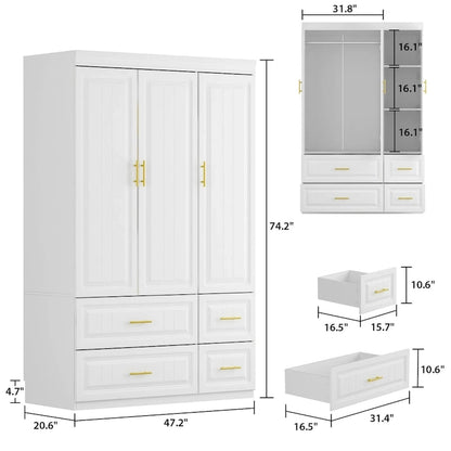 Armoire-penderie moderne autoportante avec grand espace de rangement