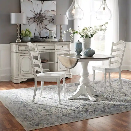 Magnolia Manor Antique White Weathered Bark 3 Piece Drop Leaf Set
