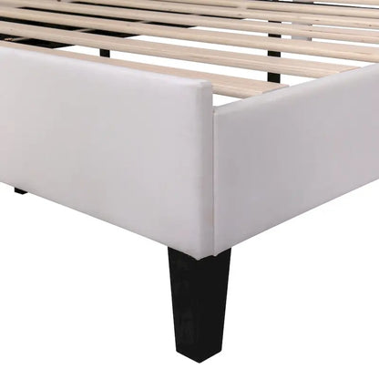 Lit plateforme capitonné avec tête de lit en velours à motif floral