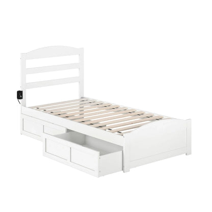 Lit plateforme Warren avec pied de lit et 2 tiroirs de rangement