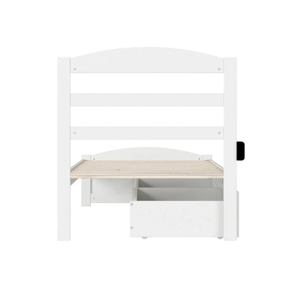 Lit plateforme Warren avec pied de lit et 2 tiroirs de rangement