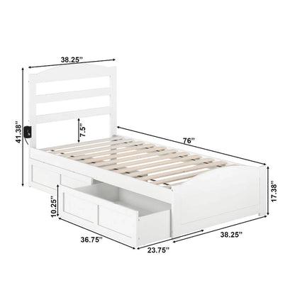 Lit plateforme Warren avec pied de lit et 2 tiroirs de rangement