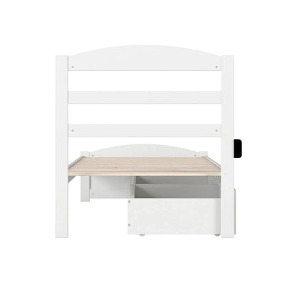 Lit plateforme Warren avec pied de lit et 2 tiroirs de rangement