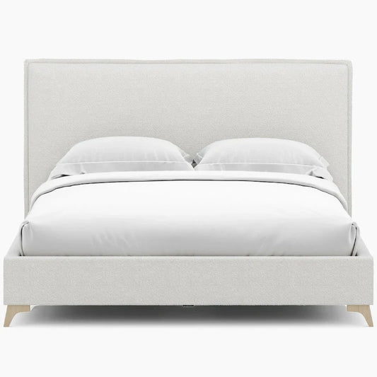 Lottie Cream Boucle Upholstered Queen Platform Bed Frame