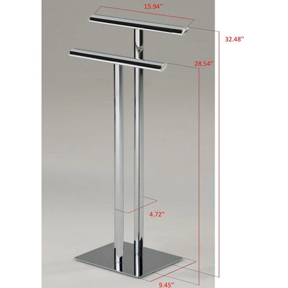 Porte-serviettes moderne sur pied en métal chromé