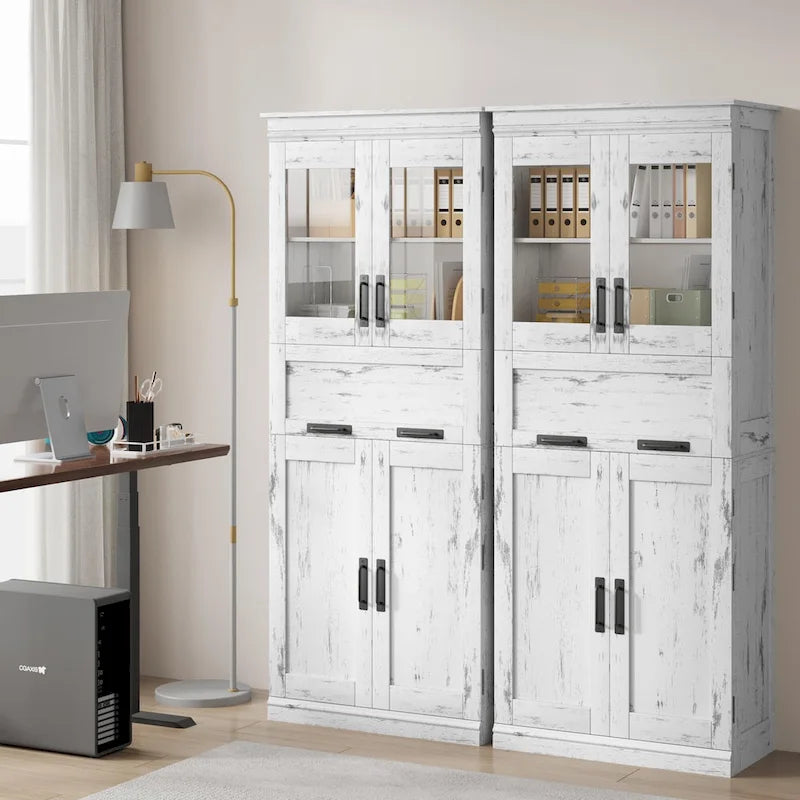 Armoire de salle de bain, armoire de cuisine haute avec portes et étagère réglable