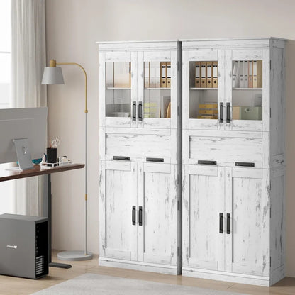 Armoire de salle de bain, armoire de cuisine haute avec portes et étagère réglable