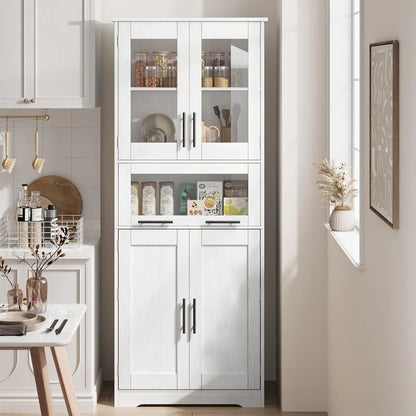 Armoire de salle de bain, armoire de cuisine haute avec portes et étagère réglable
