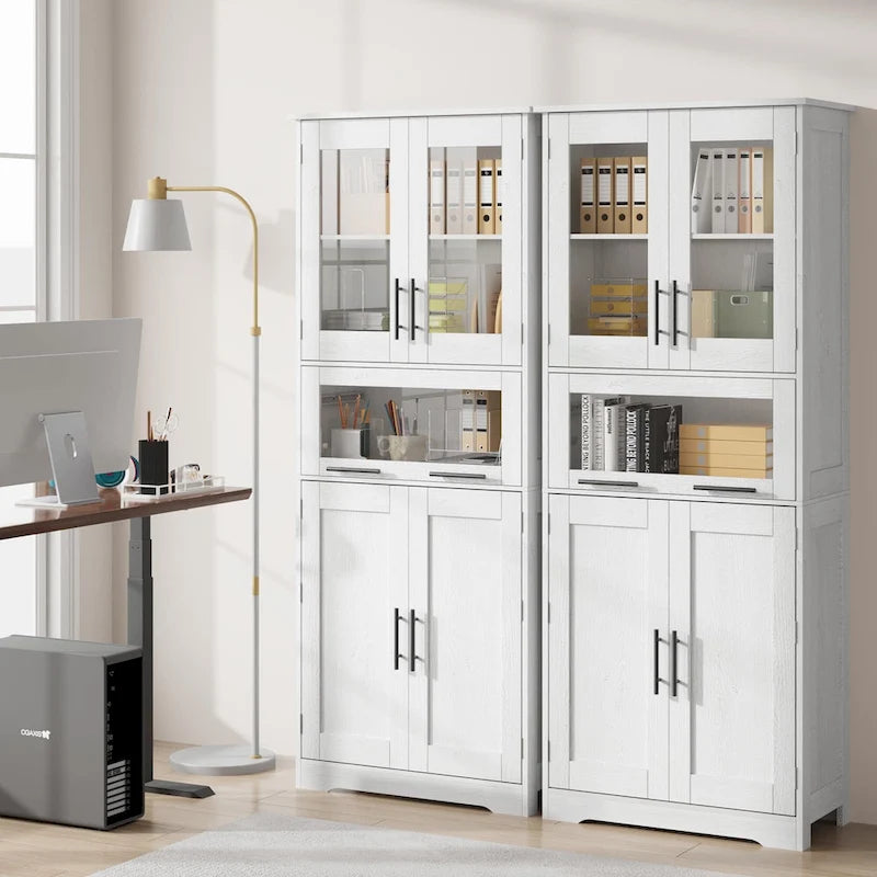 Armoire de salle de bain, armoire de cuisine haute avec portes et étagère réglable