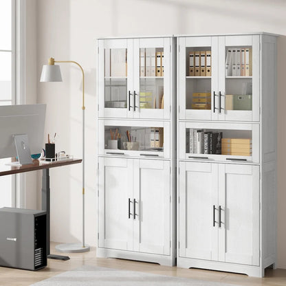 Armoire de salle de bain, armoire de cuisine haute avec portes et étagère réglable