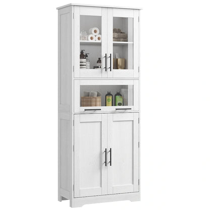 Armoire de salle de bain, armoire de cuisine haute avec portes et étagère réglable