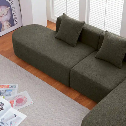 Canapé d'angle moderne en bouclette avec assise incurvée (orienté à droite)