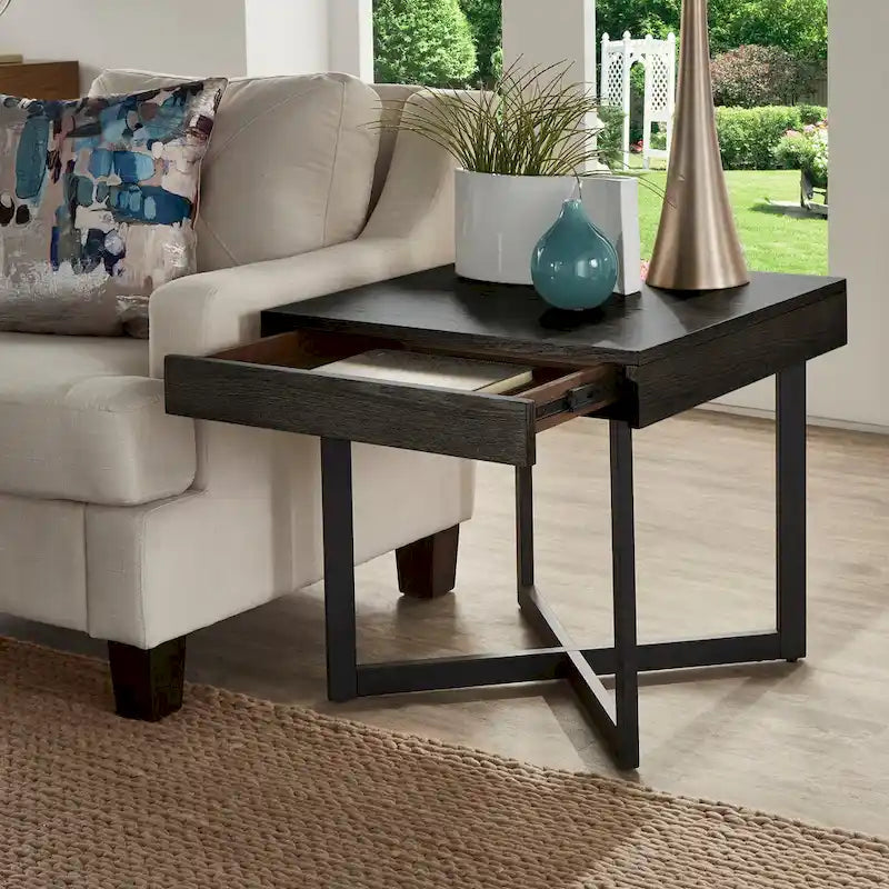 Table d'appoint Eldersley en bois avec un tiroir par iNSPIRE Q Modern