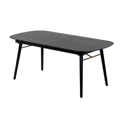 Obround Top Wooden Dining Table with Extendable Leaf, Charcoal Gray