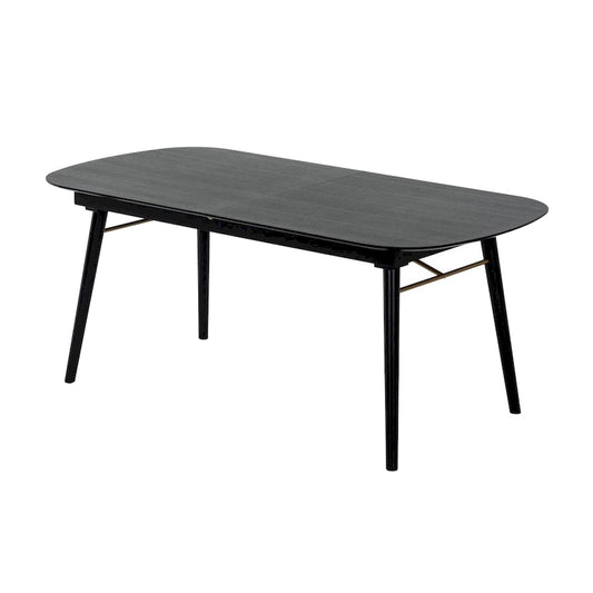Obround Top Wooden Dining Table with Extendable Leaf, Charcoal Gray