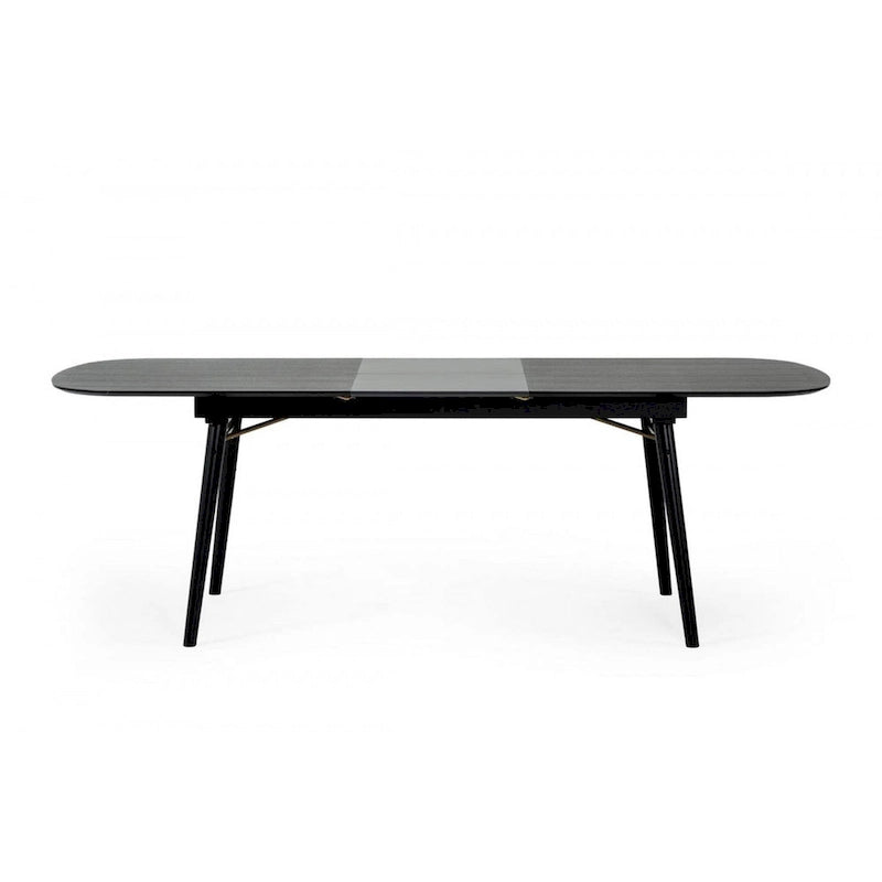 Table de salle à manger ovale en bois avec rallonge, gris anthracite