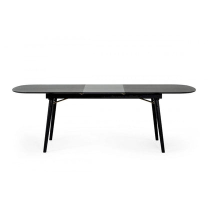 Table de salle à manger ovale en bois avec rallonge, gris anthracite