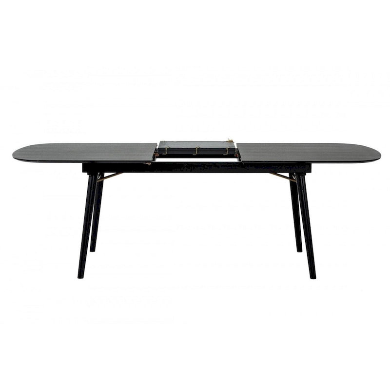 Table de salle à manger ovale en bois avec rallonge, gris anthracite