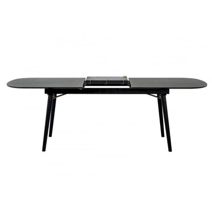 Table de salle à manger ovale en bois avec rallonge, gris anthracite