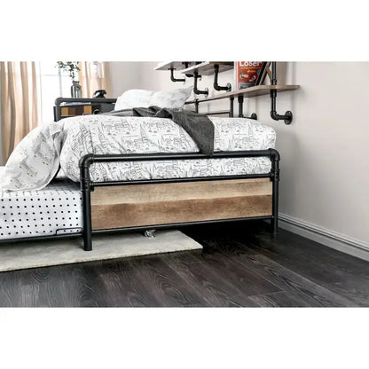 Lit de jour d'angle double en métal noir industriel Pern de Furniture of America