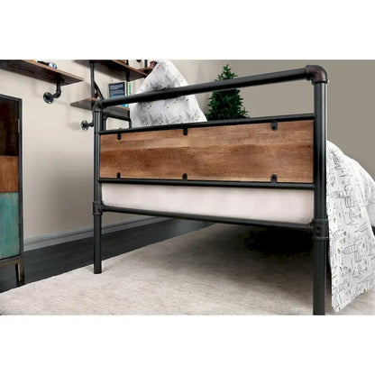 Lit de jour d'angle double en métal noir industriel Pern de Furniture of America