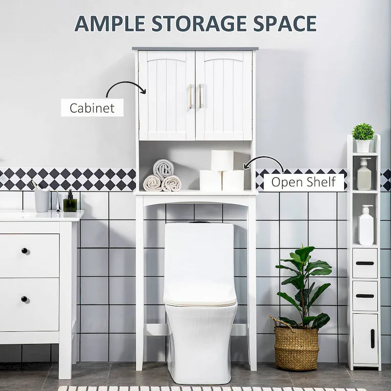 Meuble de rangement moderne Kleankin à double porte pour toilettes, organisateur de salle de bain