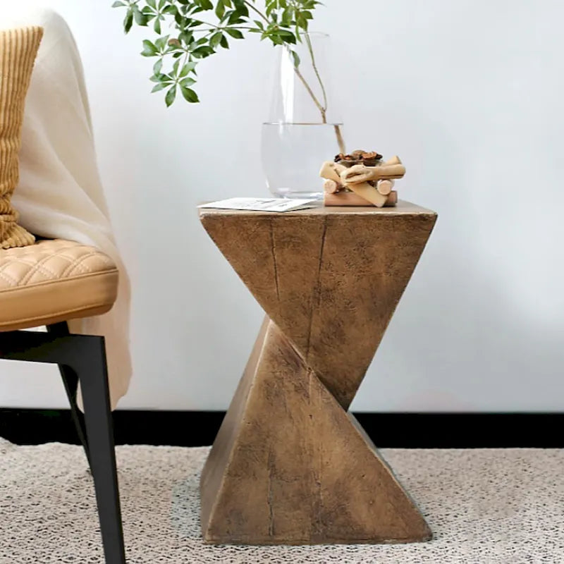 Table d'appoint d'intérieur légère en béton - Bois naturel