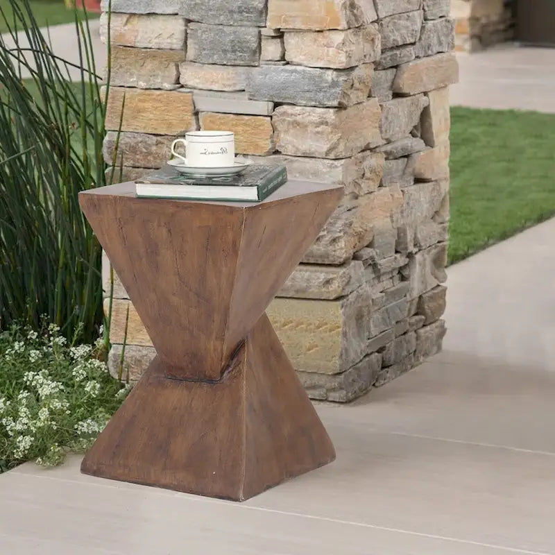 Table d'appoint d'intérieur légère en béton - Bois naturel