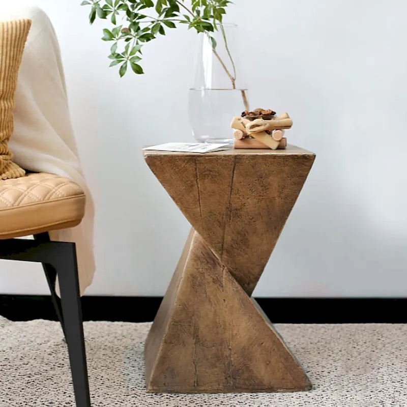Table d'appoint d'intérieur légère en béton - Bois naturel