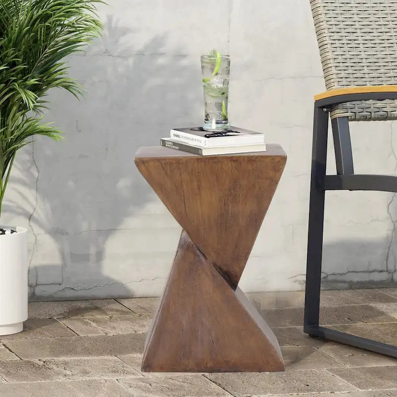 Table d'appoint d'intérieur légère en béton - Bois naturel