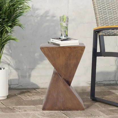 Table d'appoint d'intérieur légère en béton - Bois naturel