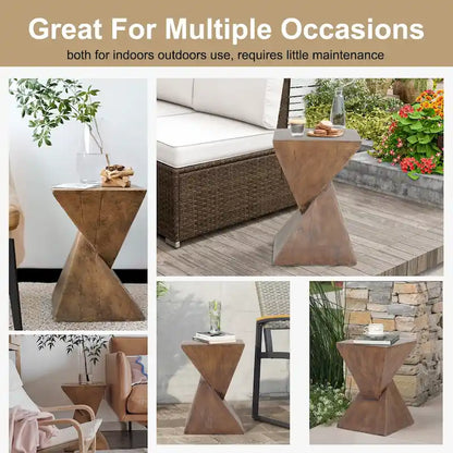 Table d'appoint d'intérieur légère en béton - Bois naturel