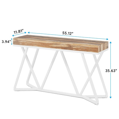 Console en bois de 140 cm (55 pouces), table d'appoint/table d'entrée avec pieds en métal originaux