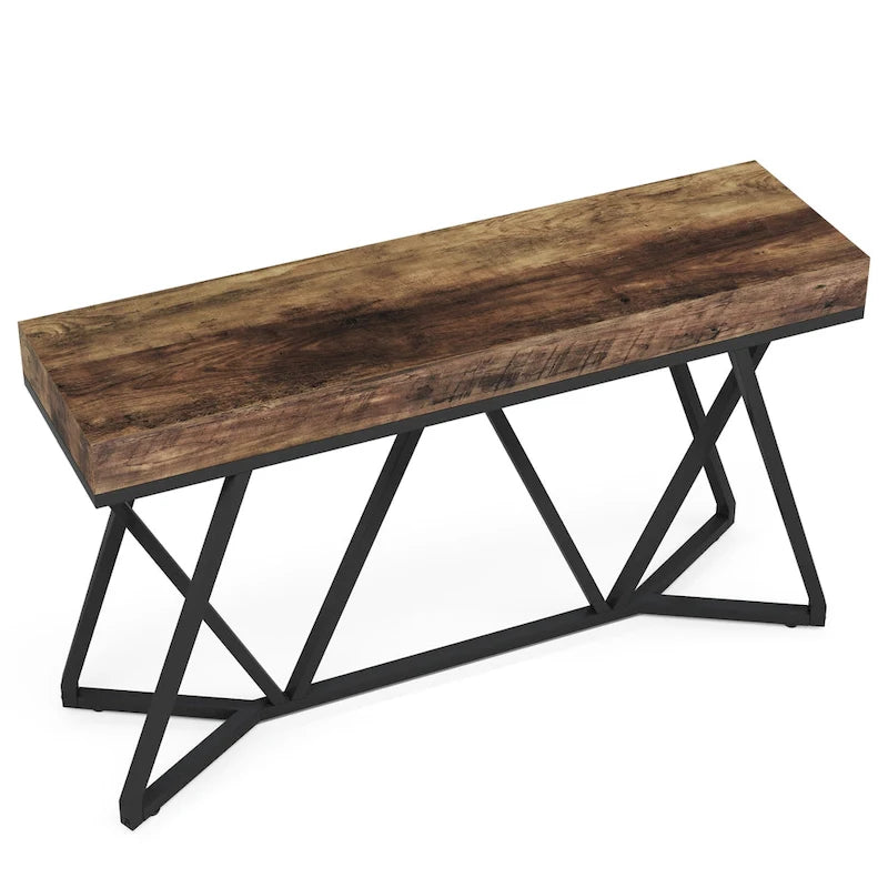 Console en bois de 140 cm (55 pouces), table d'appoint/table d'entrée avec pieds en métal originaux
