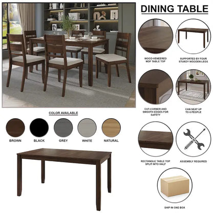 Ensemble de salle à manger classique en bois 7 pièces CraftPorch