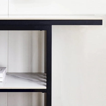 Console moderne, structure en métal avec pieds réglables, idéale pour l'entrée, le couloir, le salon et le bureau. (Noir)