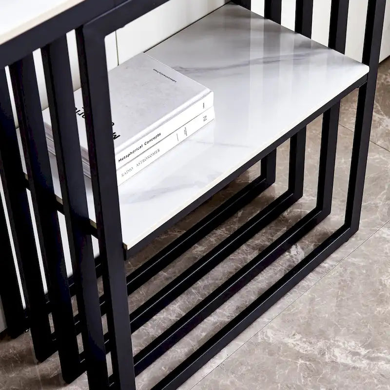 Console moderne, structure en métal avec pieds réglables, idéale pour l'entrée, le couloir, le salon et le bureau. (Noir)