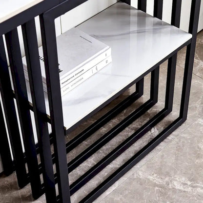 Console moderne, structure en métal avec pieds réglables, idéale pour l'entrée, le couloir, le salon et le bureau. (Noir)