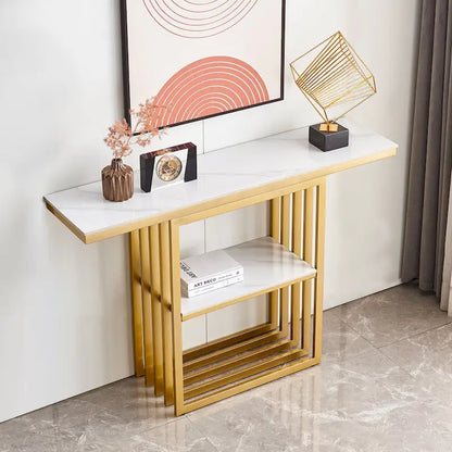 Console moderne, structure en métal avec pieds réglables, idéale pour l'entrée, le couloir, le salon et le bureau. (Noir)