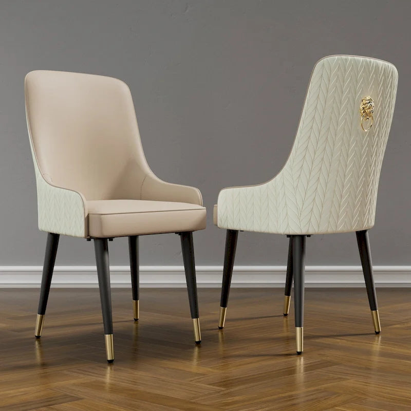 Ensemble de 2 chaises de salle à manger modernes en similicuir avec pieds en métal - 17 x 17 x 36